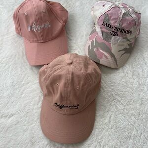 Women’s Baseball Hat Bundle – Pink & Neutral Caps (3)